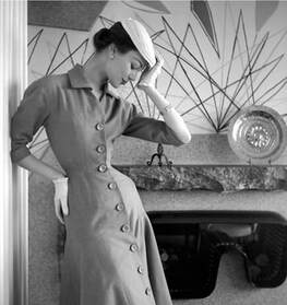 Ivy Nicholson in Jacques Fath Dress, photo by Georges Dambier for Nouveau Femina, 1954