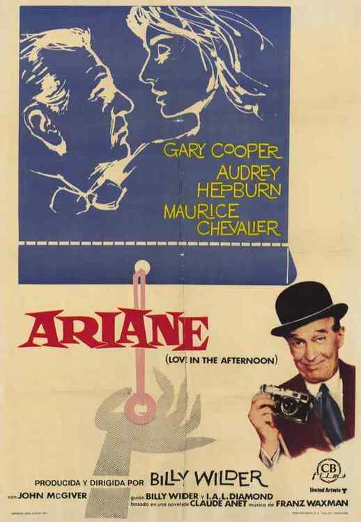 Love in the Afternoon(film, 1957)starring Gary Cooper and Audrey Hepburn Italian poster