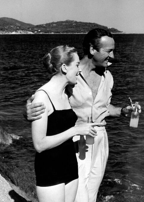 David Niven and Deborah Kerr in film Bonjour Tristesse(1958)