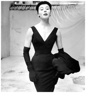 The first supermodel of the century Bettina Graziani in dress and jacket by Christian Dior from his Autumn/Winter Collection of 1952, Photo Frances McLaughlin-Gill