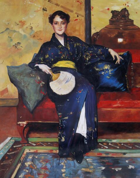 Blue Kimono by William Merritt Chase, Circa 1898