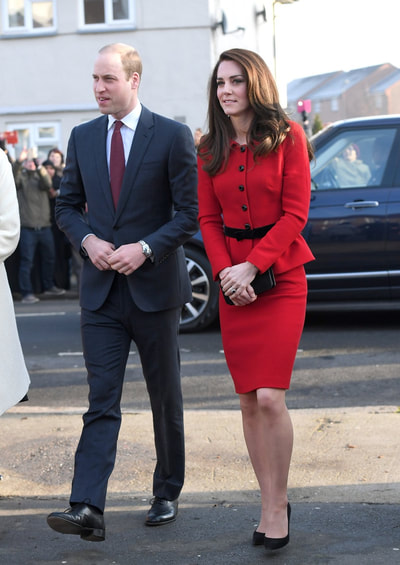 Kate Middleton Luisa Spagnoli red suit Febrary 2017 London Primary school visit Placetobe