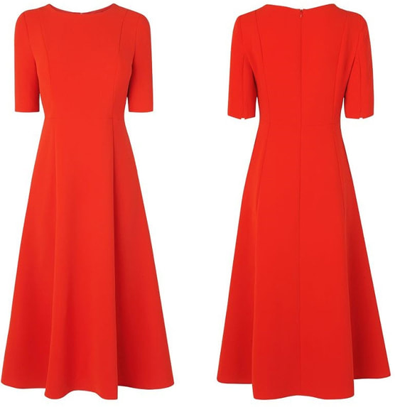 Kate Middleton cardinal red midi Cayla Dress by L.K. Bennett