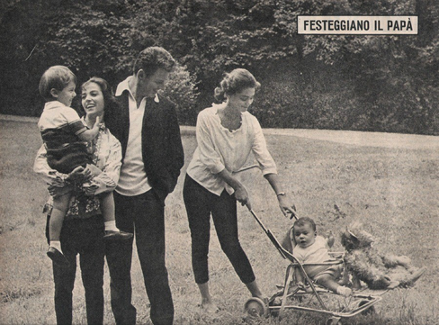 Marisa Pavan and Jean-Pierre Aumont with their two sons and Tina, 1960