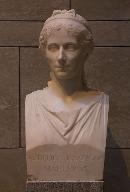 The Painter Angelika Kauffmann, by Johann Peter Kauffmann, (1808), marble, 66,9 x 35,2 x 35 cm., Neue Pinakothek, Munich