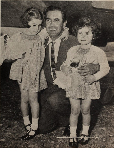 Tyrone Power with his two daughters  Romina Power and Taryn Stephanie Power