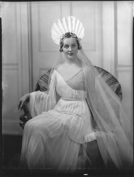 elegant socialite Diana Mitford portrait in ancient greek style costume