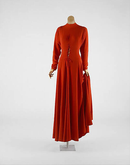 Red evening dress by Valentina, The MET, New York