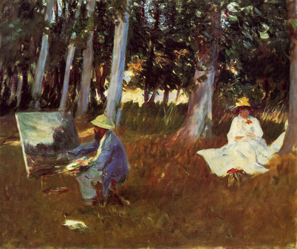 Claude painting by the edge of a wood by John Singer Sargent 1885