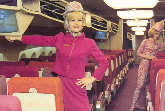 Bantiff International Airlines hostesses uniform, designed by Emilio Pucci, 1966