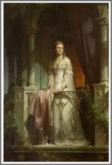 Juliet standing at her balcony by Sir Thomas Frank Dicksee(1819-1895), 1875