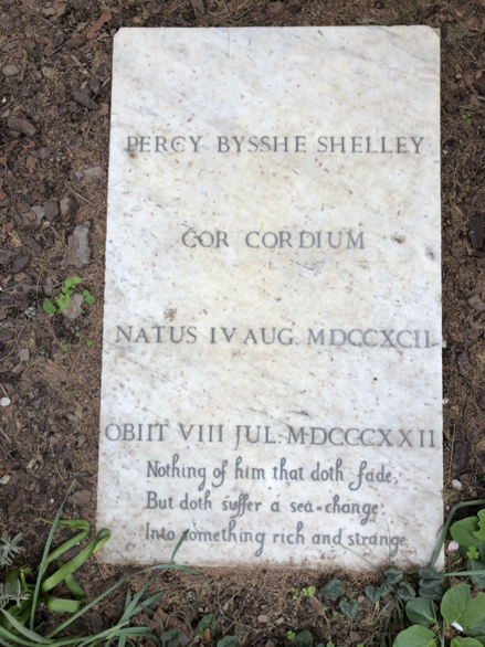 Percy Shelley's gravestone in the Cimitero Acattolico in Rome; phrases from 