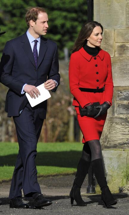 Kate Middleton Duchess of Cambridge Luisa Spagnoli red suit St Andrews 2011