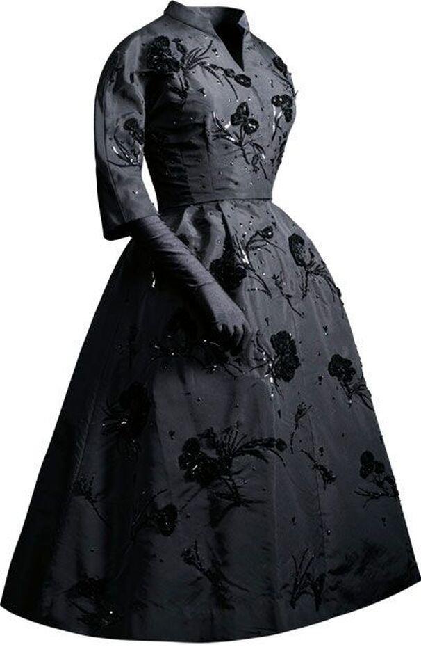 Cristobal Balenciaga Black silk cocktail dress, 1953