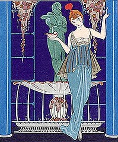 Robe Jeanne Paquin illustrée par George Barbier dans la Gazette du Bon Ton, en 1914.