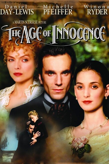 Film The Age of Innocence starring Michelle Pfeiffer as Countess Olenska, Daniel Day-Lewis as Archer, and Winona Ryder as May Welland Archer, 1993