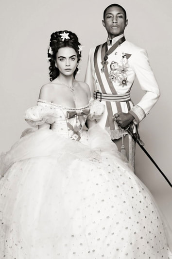Cara Delevingne as Empress Elisabeth with Pharrell Williams as Franz Joseph for Karl Lagerfeld's short film 2014