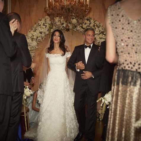 George Clooney with his second wife Amal Clooney on their wedding day, Venice, Italy, 27 September 2014