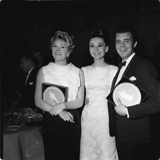 Dirk Bogarde with Audrey Hepburn and Rachel Roberts