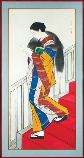 Kaidan (Staircase) 1935, hanging scroll, ink & colour on paper by Kobayakawa Kiyoshi (1899-1948)