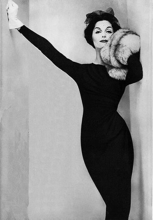Dovima(1927-1990) in black dress, elegancepedia