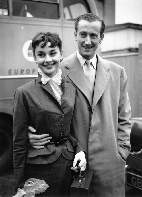 Audrey Hepburn with her financee James Harrison in London, 1952