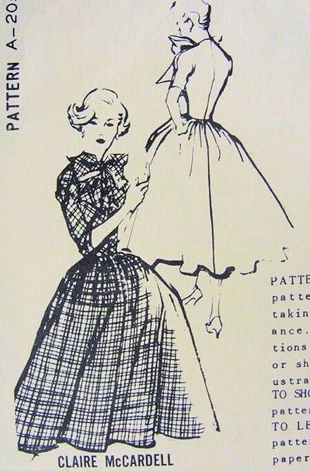 Sketches of dress designed designed by Claire McCardell