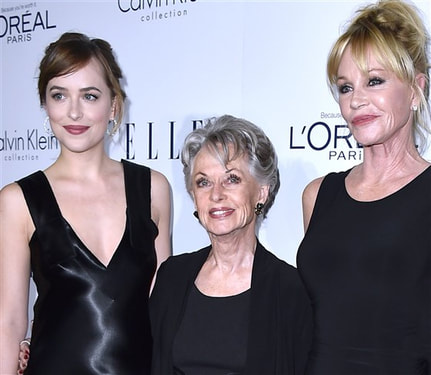 Tippi Hedren and her daughter Melanie Griffith and her grand daughter Dakota Johnson of 50 Grades of Grey