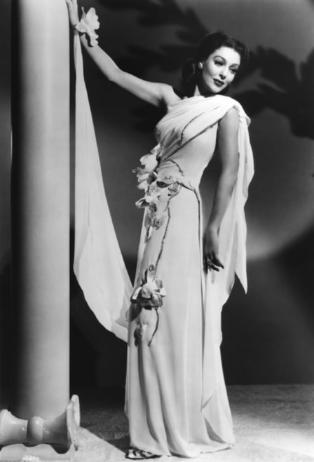 Loretta Young in evening gown