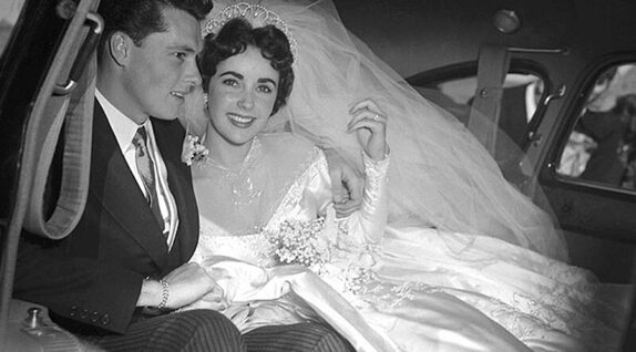 Elizabeth Taylor on her wedding day with Conrad 