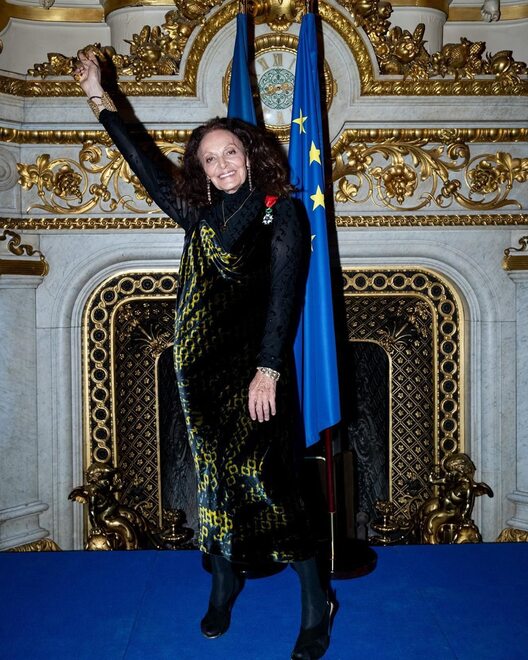 Diane Von Fürstenberg Receives Chevalier De La Legion D’Honneur In Paris by French Ministry of Foreign Affairs