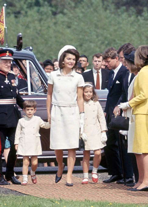 Jacqueline with her children John Kennedy, Jr and Caroline Bouvier Kennedy