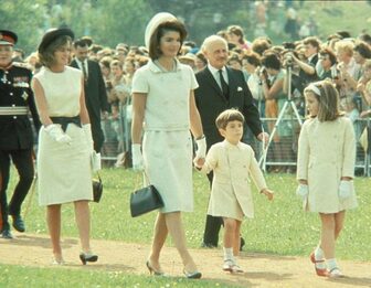 Jacqueline Kennedy with her two children: daughter Caroline and son John Jr.