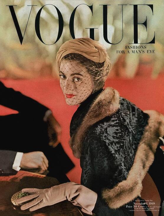 Carmen Dell'Orefice on the cover of Vogue, November, 1948