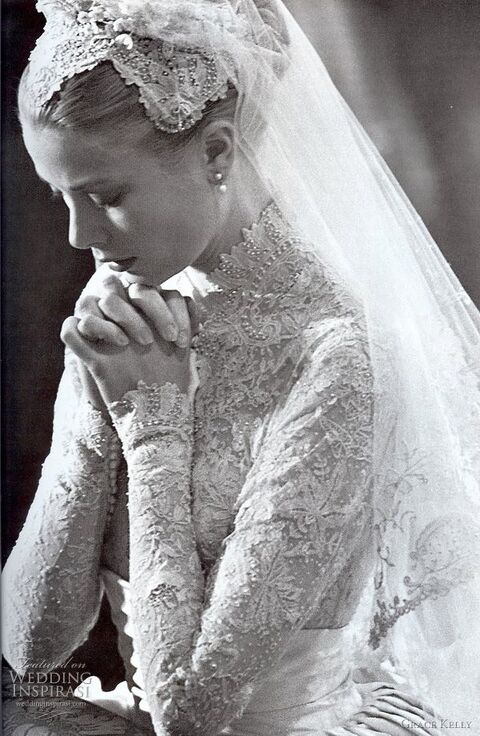 Grace Kelly at her wedding ceremony, 1956