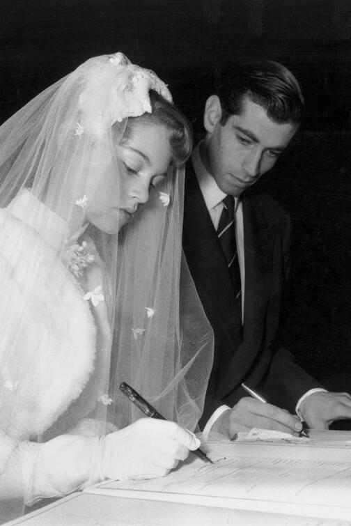 Roger Vadim with Brigitte Bardot on their wedding