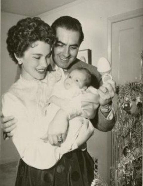 Tyrone Power with his second wife Linda Christian and their first daughter Romina Power