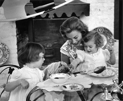 Linda  Christian with her daughters with Tyrone Power: Romina Power and Taryn Power
