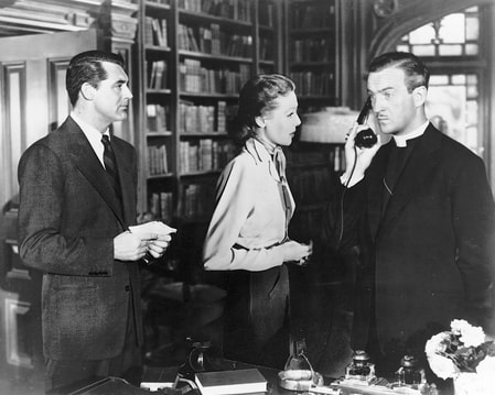 David Niven with Cary Grant and Loretta Young in film The Bishops' Wife, 1947
