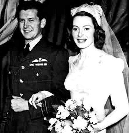 Deborah Kerr with her first husband Anthony Bartley on their wedding day