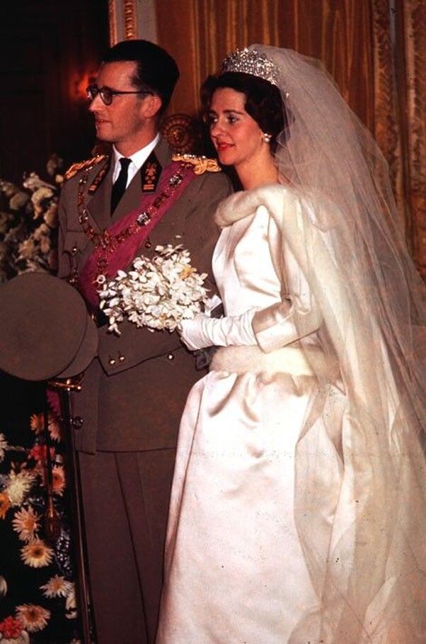 La Reina Fabiola con El Rey Balduino de Bélgica en su boda, 1960