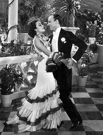 Dolores Del Río dancing with Fred Astaire in film Flying Down to Rio (1933)