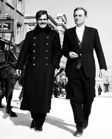 David Lean with Omar Sharif on the set of Lawrence of Arabia, 1965