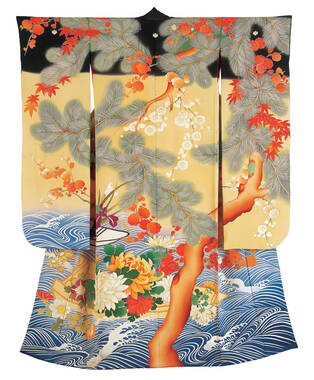 Kimono for a young woman (furisode), 1905-20, probably Kyoto, Japan. © Khalili Collection, K106.