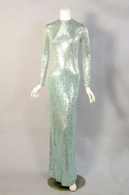 Sequined evening dress designed by Norman Norell, elegancepeida