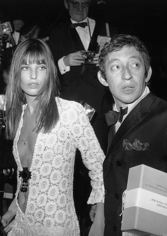 Jane Birkin wearing Emilio Pucchi gown, at the Artists Gala with Serge Gainsbourg, 5 April 1969