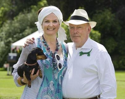 Julian Fellowes with his wife Lady Emma Joy Kitchener