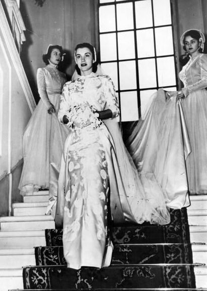 Linda Christian on her wedding day to Tyrone Power, Rome, Italy, 1949