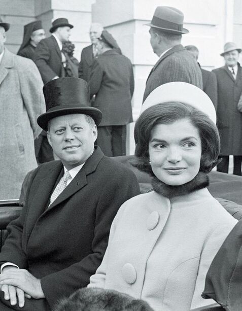Jacqueline Kennedy with her husband John Fitzgerald Kennedy on the Inauguration day