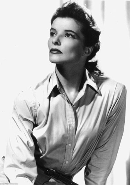 Elegant style icon wardrobe essentials: Kathrine Hepburn in white shirt